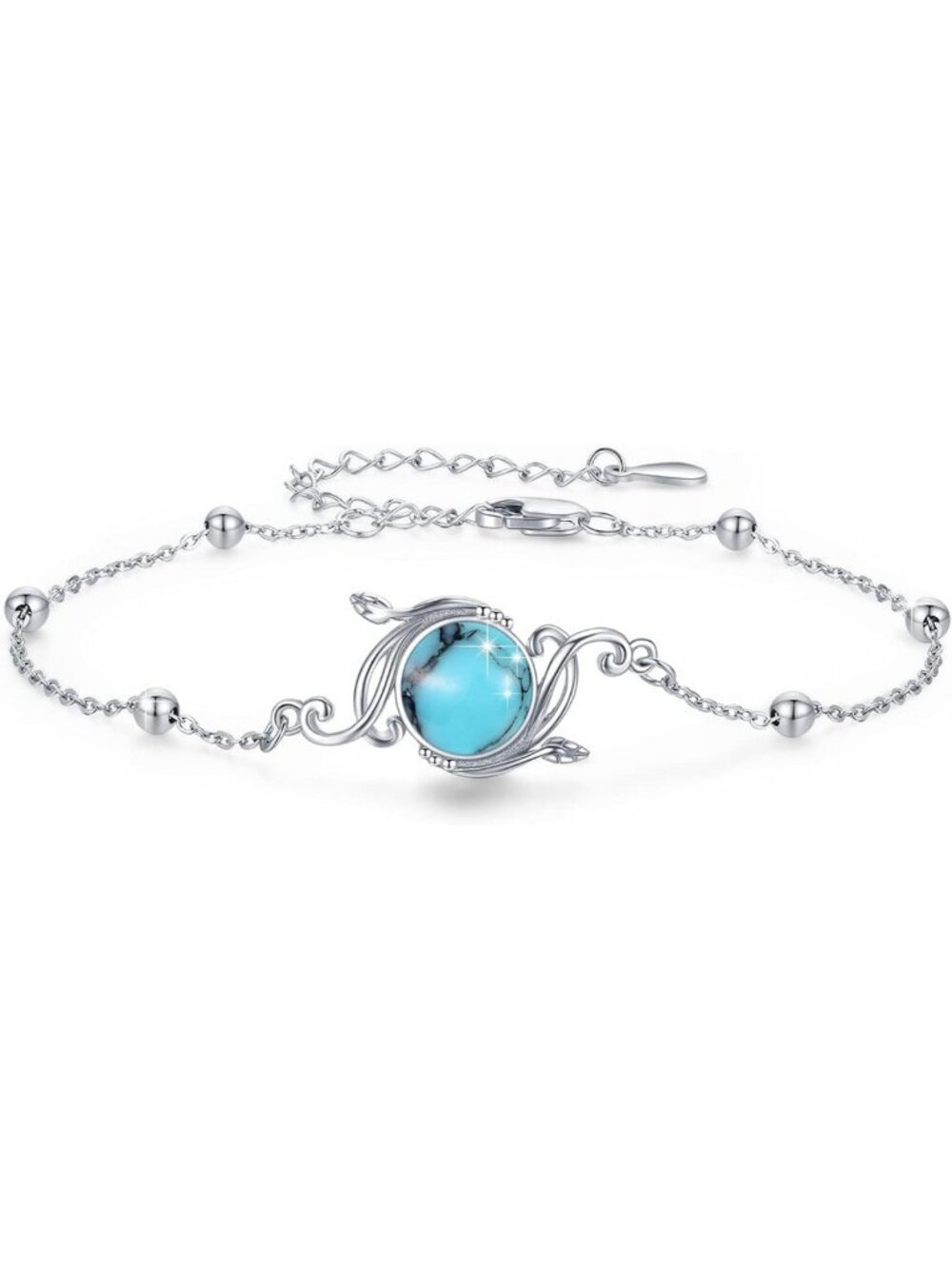 925 Sterling Silver Mermaid Floral Bracelet - Beachy Bohemian Gift for Women